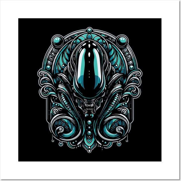 Alien Xenomorph Abstract Horror Movie Fan Art Wall Art by GIANTSTEPDESIGN